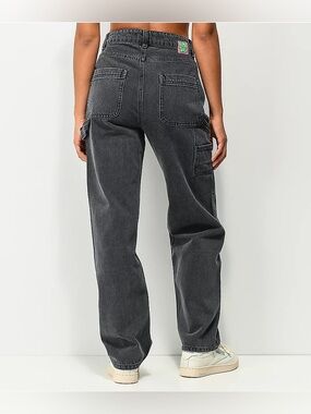 Empyre Tori 90s Washed Black Carpenter Skate Jeans High-Rise Relaxed Size 3